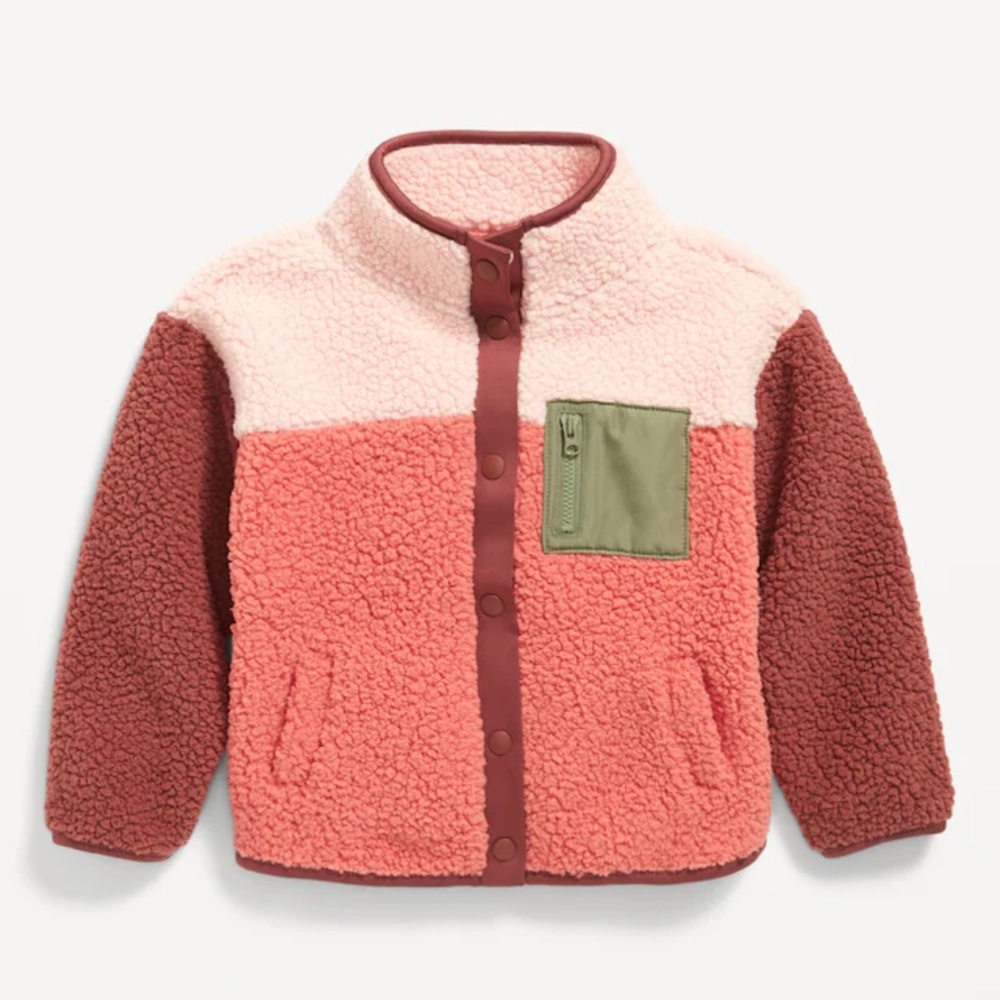 Old Navy Unisex Color-Block Sherpa Button Up Toddler Jacket